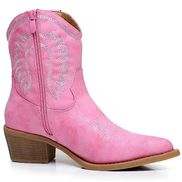 GLOBALWIN Stylish Pink Cowboy Boots for Women