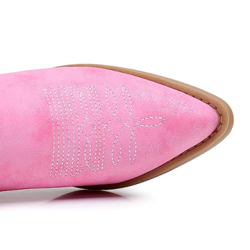 GLOBALWIN Stylish Pink Cowboy Boots for Women