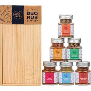 BBQ Rub Gift Set - Unique Barbecue Seasonings in Premium Wooden Box - Great Gift for Cooking Enthusi...