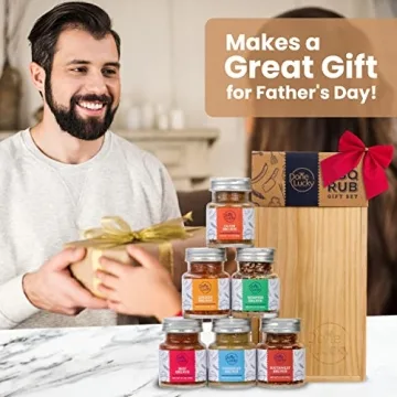 BBQ Rub Gift Set with Unique Seasonings in Wooden Box