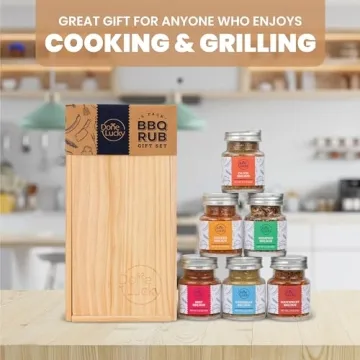 BBQ Rub Gift Set with Unique Seasonings in Wooden Box