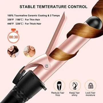 Curling Iron Set 5 in 1,MAXT Curling Wand Set Interchangeable Triple Barrel Curling Iron and Curling Brush Ceramic Barrel Wand Curling Iron(0.35”-1.25”)