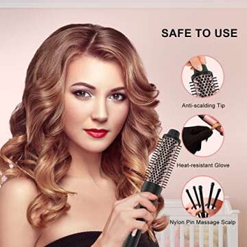 Curling Iron Set 5 in 1,MAXT Curling Wand Set Interchangeable Triple Barrel Curling Iron and Curling Brush Ceramic Barrel Wand Curling Iron(0.35”-1.25”)