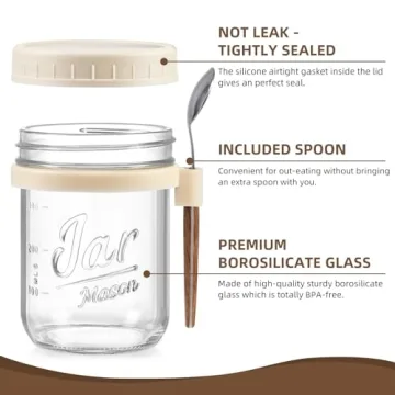 LANDNEOO 4 Pack Overnight Oats Containers with Lids