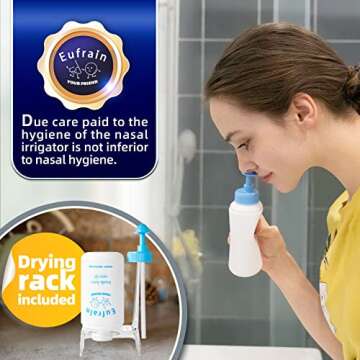 Eufrain Neti Pot Sinus Rinse Nasal Wash Irrigation System Sinus Rinse Bottle for Adult & Kid with 30...