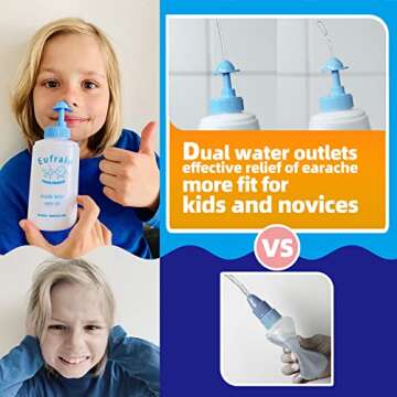 Eufrain Neti Pot Sinus Rinse Nasal Wash Irrigation System Sinus Rinse Bottle for Adult & Kid with 30 Saline Packets and Drying Rack Relieves Nasal Congestion and Irritation from Cold, Flu, Allergies