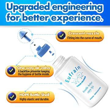 Eufrain Neti Pot Sinus Rinse Nasal Wash Irrigation System Sinus Rinse Bottle for Adult & Kid with 30 Saline Packets and Drying Rack Relieves Nasal Congestion and Irritation from Cold, Flu, Allergies