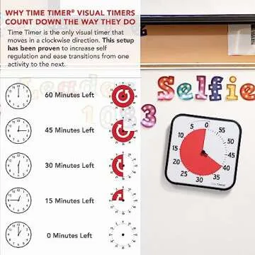 TIME TIMER 12 inch Visual Timer 60 Minute Kids Desk Countdown Clock with Dry Erase Activity Card, Also Magnetic for Classroom, Homeschooling Study Tool, Task Reminder, Home and Kitchen Timer