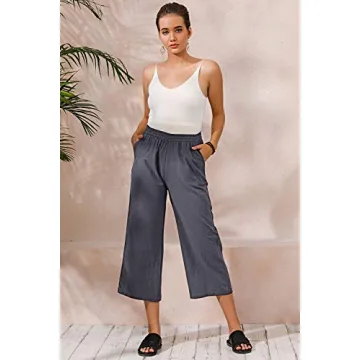 ECUPPER Women's Casual Cotton Cropped Pants Comfort Fit