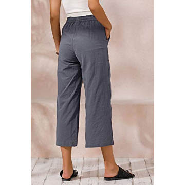 ECUPPER Women's Casual Cotton Cropped Pants Comfort Fit