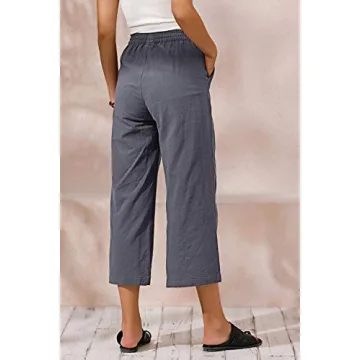 ECUPPER Women's Casual Cotton Cropped Pants Comfort Fit