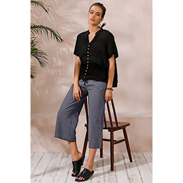 ECUPPER Women's Casual Cotton Cropped Pants Comfort Fit