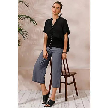 ECUPPER Women's Casual Cotton Cropped Pants Comfort Fit