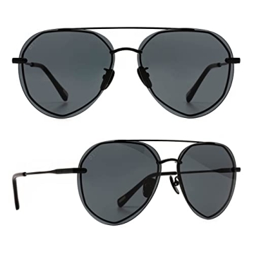 DIFF Lenox Black + Grey Designer Aviator Sunglasses with UV400 Protection