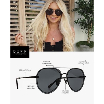Stylish DIFF Lenox Aviator Sunglasses with UV Protection