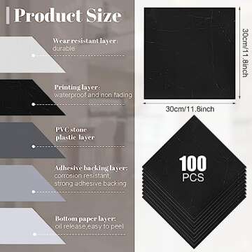 48 Pieces Vinyl Flooring Peel and Stick Floor Tile Stick on Floor Tile Self Adhesive Waterproof Bath...