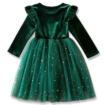 TTYAVO Girl Star Sequins Princess Dress for Kids 4-5