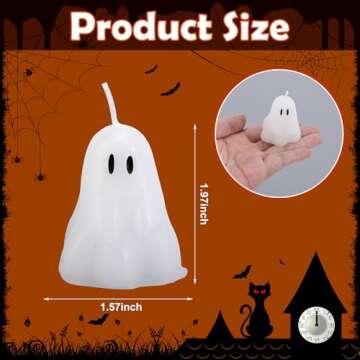 EBaokuup 10 PCS 2'' X 1.6'' Halloween Ghost Candles, Ghost Shaped Decor Candles, Fun Face Spooky Bur...