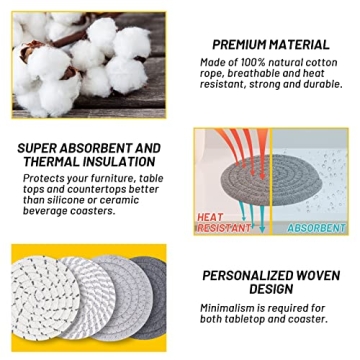 Mckanti Absorbent Cotton Coasters Set Stylish Functional