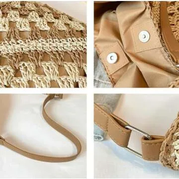 Orgone Beach Bag, Straw Beach Tote Knit bags, Summer Woven Handbag, Shoulder Boho Bag for Women