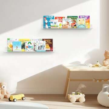 HBlife 24 Inches Floating Shelves Wall Mounted Clear Acrylic Shelves for Figures, Invisible Floating...
