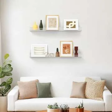 HBlife 24 Inches Floating Shelves Wall Mounted Clear Acrylic Shelves for Figures, Invisible Floating Bookshelf for Kids and Nursery, 2 Pack (5MM Thick)