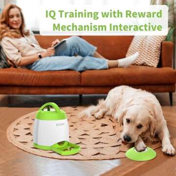 PETGEEK Automatic Dog Treat Dispenser with Button - Puzzle Memory Training Dog Button Feeder, Pet Ge...