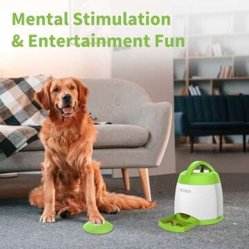 PETGEEK Automatic Dog Treat Dispenser with Button - Puzzle Memory Training Dog Button Feeder, Pet Geek Button Treat Food Dispensing Dog Toys Interactive, Iq Training Dog Feeder (Green)