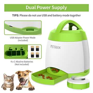 PETGEEK Automatic Dog Treat Dispenser with Button - Puzzle Memory Training Dog Button Feeder, Pet Geek Button Treat Food Dispensing Dog Toys Interactive, Iq Training Dog Feeder (Green)