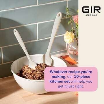 GIR: Get It Right - 10 Piece Silicone Utensil Set - Ladle, Spatulas, Flip, Spoons, Whisk, Potato Peeler & Spoonula, Heat Resistant, Dishwasher Safe, Kitchen Utensil, Baking Supplies - Black