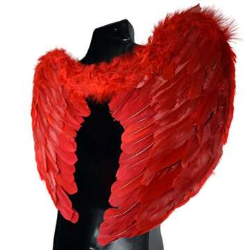 NOVELTY GIANT WWW.NOVELTYGIANT.COM Angel Heaven Fairy Godmother Feather Wings Red Valentine's Day Cupid