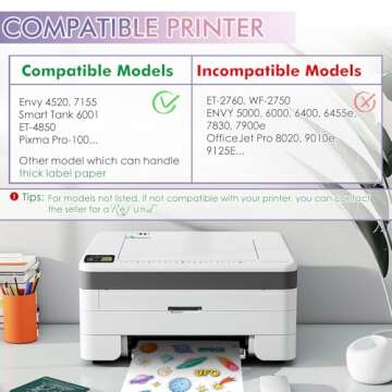 Koala Printable Vinyl Sticker Paper for Inkjet Printers - 20 Sheets Glossy White Water-Resistant Adhesive Label Paper - 8.5x11 Inch, Tear-Resistant, Removable