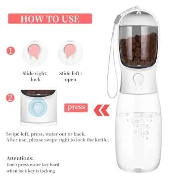 Kactoily Large Dog Travel Water Bottle Portable Leak Proof Pet Water Bottle with Food Container, 2-in-1 Dog Travel Water Bottle for Walking, Portable Water Bottle for Travel, Outdoor(White)