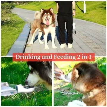 Kactoily Large Dog Travel Water Bottle Portable Leak Proof Pet Water Bottle with Food Container, 2-in-1 Dog Travel Water Bottle for Walking, Portable Water Bottle for Travel, Outdoor(White)