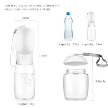 Kactoily Large Dog Travel Water Bottle Portable Leak Proof Pet Water Bottle with Food Container, 2-in-1 Dog Travel Water Bottle for Walking, Portable Water Bottle for Travel, Outdoor(White)