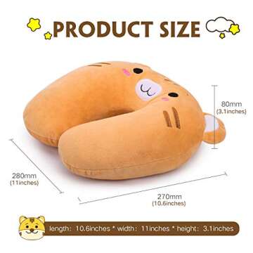 H HOMEWINS Travel Pillow for Kids Toddlers-Soft Neck Head Chin Support Pillow,Cute Animal,Comfortabl...