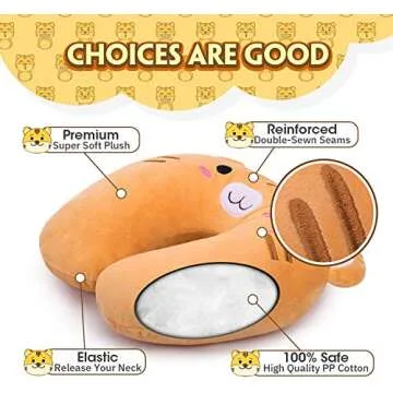 H HOMEWINS Travel Pillow for Kids Toddlers-Soft Neck Head Chin Support Pillow,Cute Animal,Comfortable in Any Sitting Position for Airplane,Car,Train,Machine Washable,Children Gift (Cute Tiger)