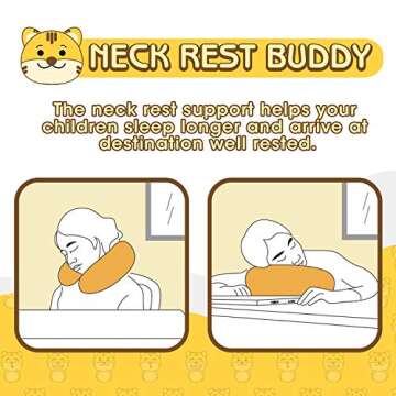 H HOMEWINS Travel Pillow for Kids Toddlers-Soft Neck Head Chin Support Pillow,Cute Animal,Comfortable in Any Sitting Position for Airplane,Car,Train,Machine Washable,Children Gift (Cute Tiger)