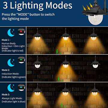 Aqonsie Solar Barn Light with 3 Modes & Motion Sensor