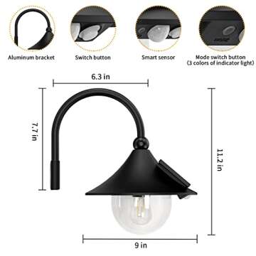 Aqonsie Solar Barn Light with 3 Modes & Motion Sensor