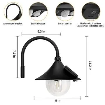 Aqonsie Solar Barn Light with 3 Modes & Motion Sensor