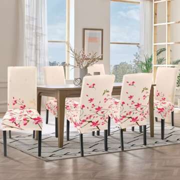 SearchI Dining Room Chair Covers Slipcovers Set of 4, Spandex Super Fit Stretch Removable Washable K...