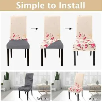 SearchI Dining Room Chair Covers Slipcovers Set of 4, Spandex Super Fit Stretch Removable Washable Kitchen Parsons Chair Covers Protector for Dining Room,Hotel,Ceremony, Flowers