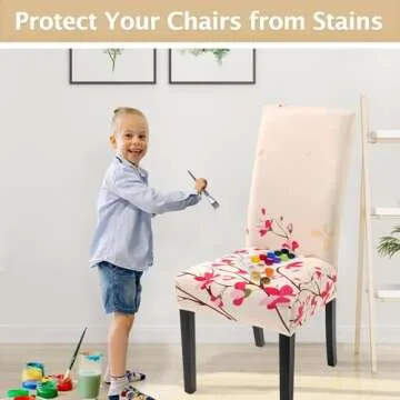 SearchI Dining Room Chair Covers Slipcovers Set of 4, Spandex Super Fit Stretch Removable Washable Kitchen Parsons Chair Covers Protector for Dining Room,Hotel,Ceremony, Flowers