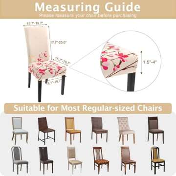 SearchI Dining Room Chair Covers Slipcovers Set of 4, Spandex Super Fit Stretch Removable Washable Kitchen Parsons Chair Covers Protector for Dining Room,Hotel,Ceremony, Flowers