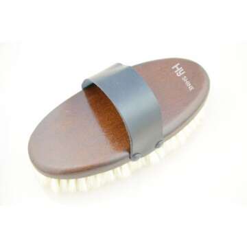 William Hunter Equestrian Deluxe Goat Hair Body Brush with Leather Strap