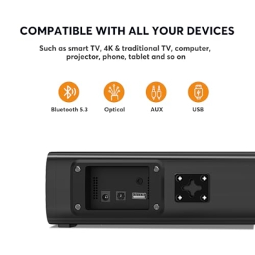 Wohome 2.1 Small Sound Bar with Built-in Subwoofer for TV