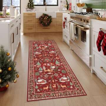 Lahome Christmas Runner Rug 2x6 Red Runners for Hallways,Kitchen Rugs Non Slip Washable Entryway Car...