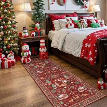 Lahome Christmas Runner Rug 2x6 Soft Washable Red