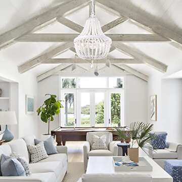 TOCHIC Bohemian Wood Beaded Chandelier,Rustic Boho Chandelier Pendant Light Fixture,Ceiling Lamp for Foyer Living Room Bedroom Kitchen Dining Room Office Nursery Entryway